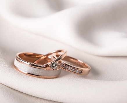 Argollas de matrimonio Solitario Rosa